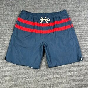 Fair‎ Harbor The Anchor Trunk Swim Bottoms Mens XXL Blue Red Stripes Drawstring